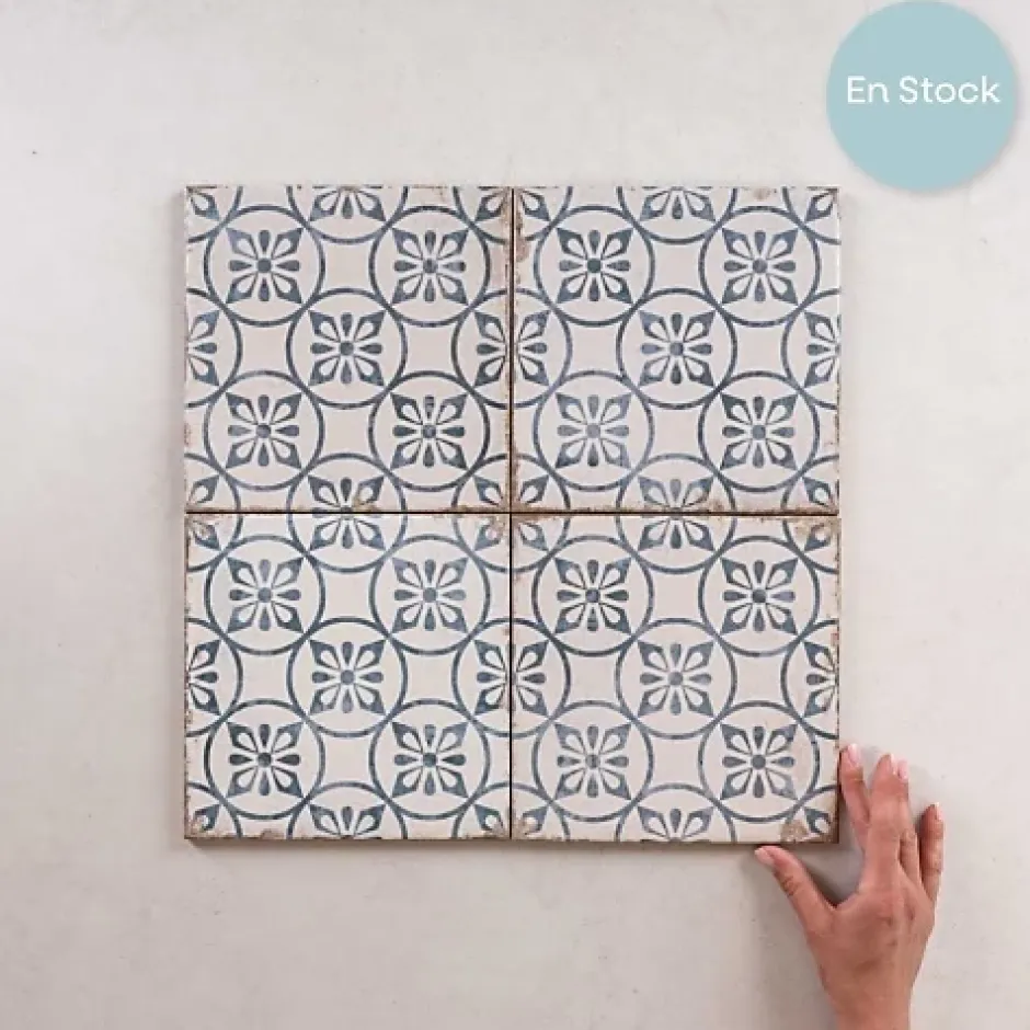 Les Carreaux De Jean Carrelage Imitation Carreaux de Ciment GRAFTON 20x20 Capel Blue - Les Carreaux de Jean