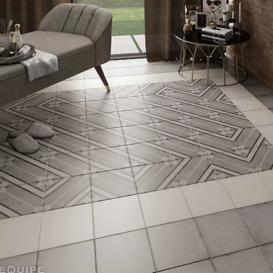 Gioia Materia Carrelage Imitation Carreaux de Ciment ART NOUVEAU DECOR 20x20 Inspire Grey - Les Carreaux de Jean