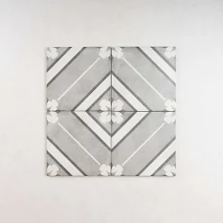 Gioia Materia Carrelage Imitation Carreaux de Ciment ART NOUVEAU DECOR 20x20 Inspire Grey - Les Carreaux de Jean