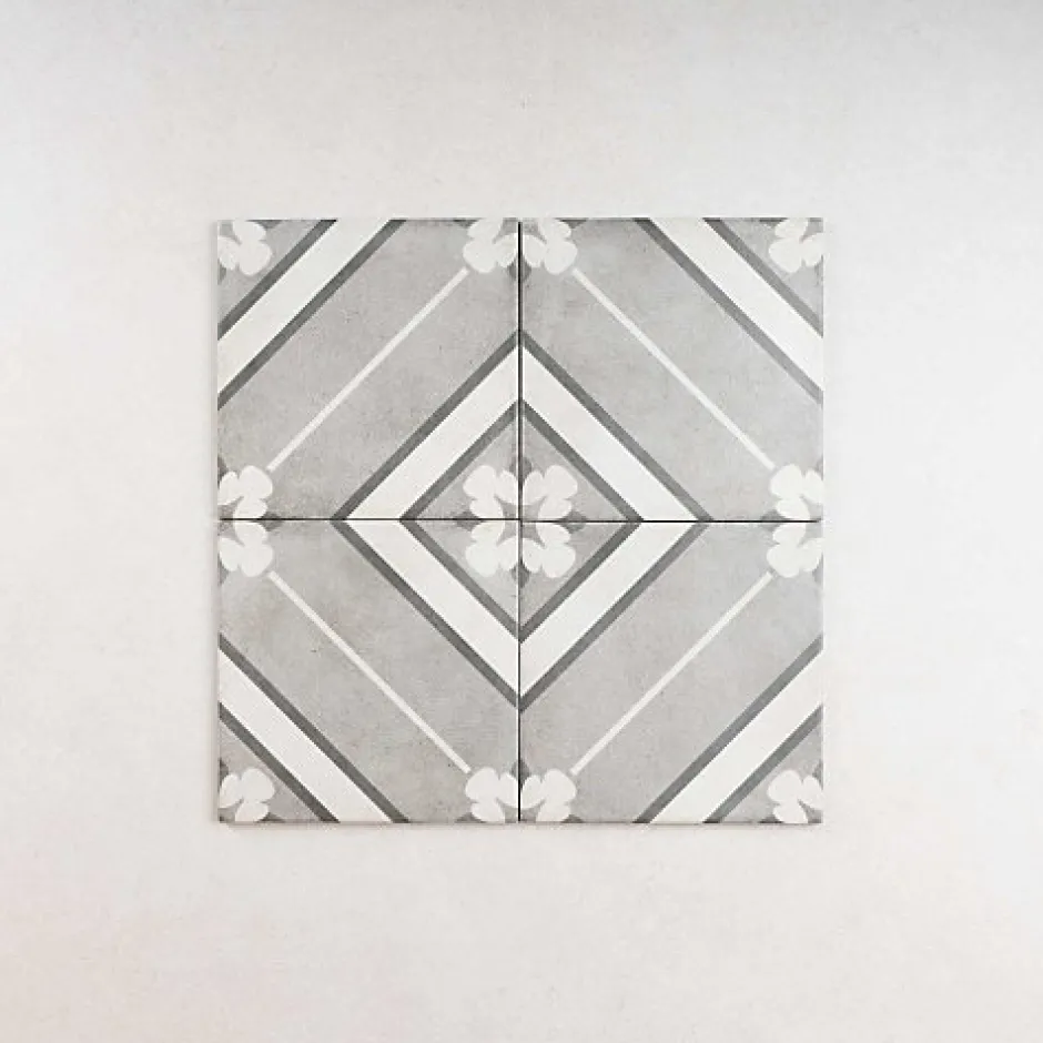 Gioia Materia Carrelage Imitation Carreaux de Ciment ART NOUVEAU DECOR 20x20 Inspire Grey - Les Carreaux de Jean