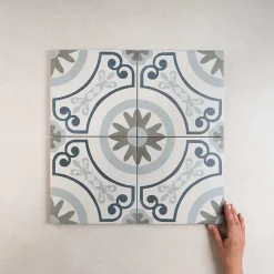 Carrelage Imitation Carreaux De Ciment 22,3x22,3 HAVANA White Garden - Les Carreaux de Jean-Les Carreaux De Jean  Online