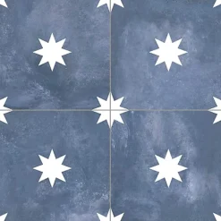 Les Carreaux De Jean  Carrelage Imitation Carreaux de Ciment Bleu Étoile STAR 44x44 Navy - Les Carreaux de Jean