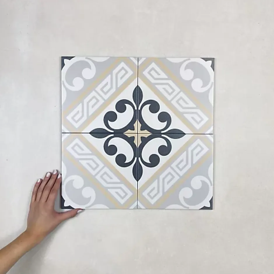 Les Carreaux De Jean Carrelage Imitation Carreaux de Ciment LA MADELEINE 20x20 Juliette Marron - Les Carreaux de Jean