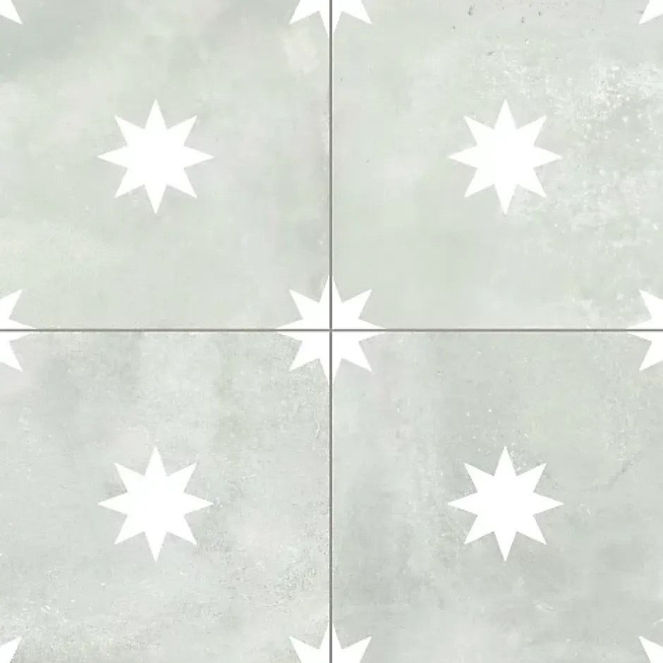 Comptoir du Cérame Carrelage Imitation Carreaux de Ciment Vert Étoile STAR 44x44 Sage - Les Carreaux de Jean