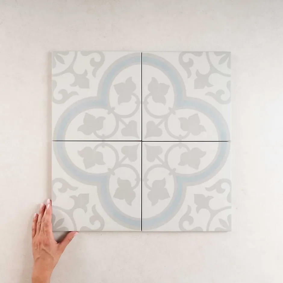 Carrelage Imitation Carreaux De Ciment 22,3x22,3 HAVANA Silver Ornate - Les Carreaux de Jean-Les Carreaux De Jean New