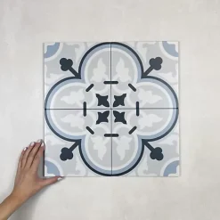 Carrelage Imitation Carreaux de Ciment LA MADELEINE 20x20 Flavie Bleu - Les Carreaux de Jean-Les Carreaux De Jean  Hot