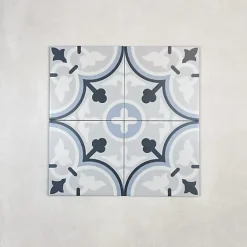 Carrelage Imitation Carreaux de Ciment LA MADELEINE 20x20 Flavie Bleu - Les Carreaux de Jean-Les Carreaux De Jean  Hot