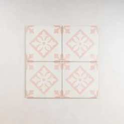 Carrelage Imitation Carreaux de Ciment ART NOUVEAU DECOR 20x20 Padua Pink - Les Carreaux de Jean-Gioia Materia Clearance