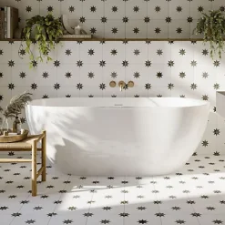 Carrelage Imitation Carreaux de Ciment Blanc Étoile STAR 44x44 White- Les Carreaux de Jean-Les Carreaux De Jean 