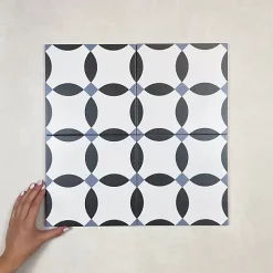 Carrelage Imitation Carreaux de Ciment LA MADELEINE 20x20 Chere Noir - Les Carreaux de Jean-Les Carreaux De Jean  Online