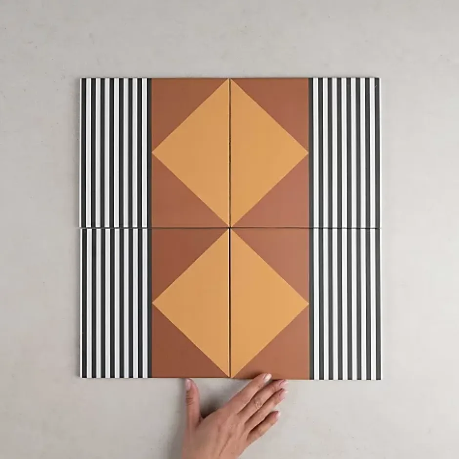 Carrelage Imitation Carreaux de Ciment BAUHOME 20x20 Stritch Warm - Les Carreaux de Jean-Gioia Materia Hot