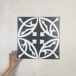 Carrelage Imitation Carreaux de Ciment LA MADELEINE 20x20 Zelie Noir - Les Carreaux de Jean-Les Carreaux De Jean  Outlet