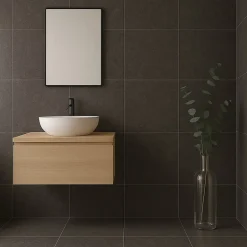 Carrelage Imitation Pierre Crema noir space 80x80 cm-Tinker Online