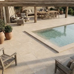 Concept Mosaïque carrelage imitation travertin 60x60 cm TIVOLI antidérapant R11 rectifié