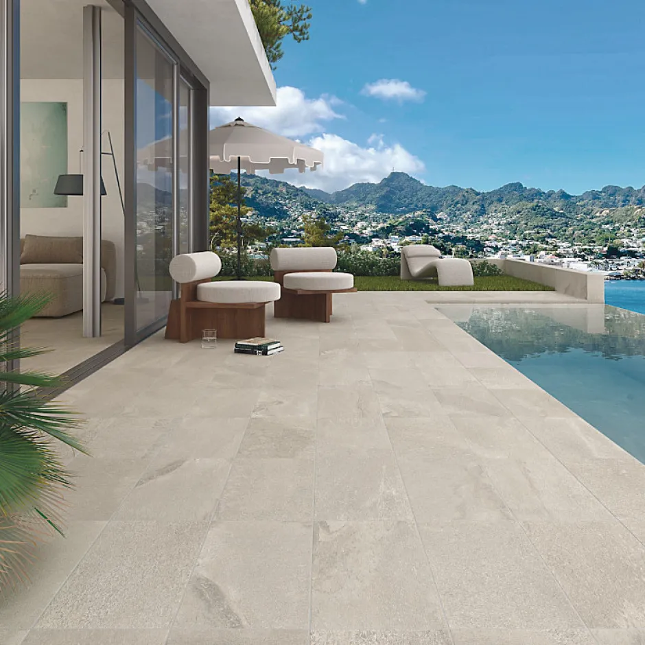 Carrelage intérieur / extérieur effet pierre naturelle 15 x 15 cm BALI-R gris-Eiffel art construction Sale