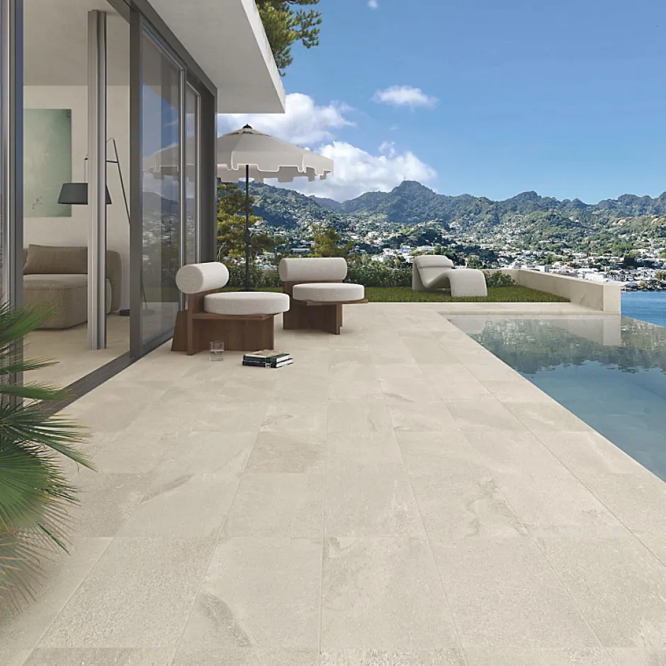 Eiffel art construction Carrelage intérieur / extérieur effet pierre naturelle 15 x 15 cm BALI-R beige