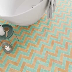 Les Carreaux De Jean Carrelage intérieur Effet Zellige Turquoise BEJMAT 5x15 Lake - Les Carreaux de Jean