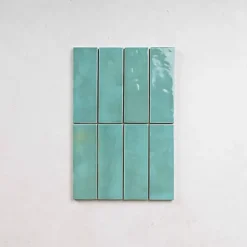 Les Carreaux De Jean  Carrelage intérieur Effet Zellige Turquoise BEJMAT 5x15 Lake - Les Carreaux de Jean