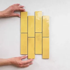 Les Carreaux De Jean  Carrelage intérieur Effet Zellige Jaune BEJMAT 5x15 Lemonade - Les Carreaux de Jean