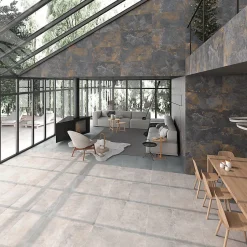 Eiffel art construction Carrelage intérieur et extérieur sol effet pierre granite bali gris anthracite nuancé 30x60 cm TEPUY R MIX