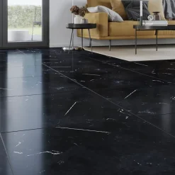 GoodHome Carrelage intérieur sol et mur effet marbre noir brillant L.59.5 x l.59.5 cm x ép.9 mm, Ultimate Marble