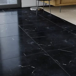 GoodHome Carrelage intérieur sol et mur effet marbre noir brillant L.59.5 x l.59.5 cm x ép.9 mm, Ultimate Marble