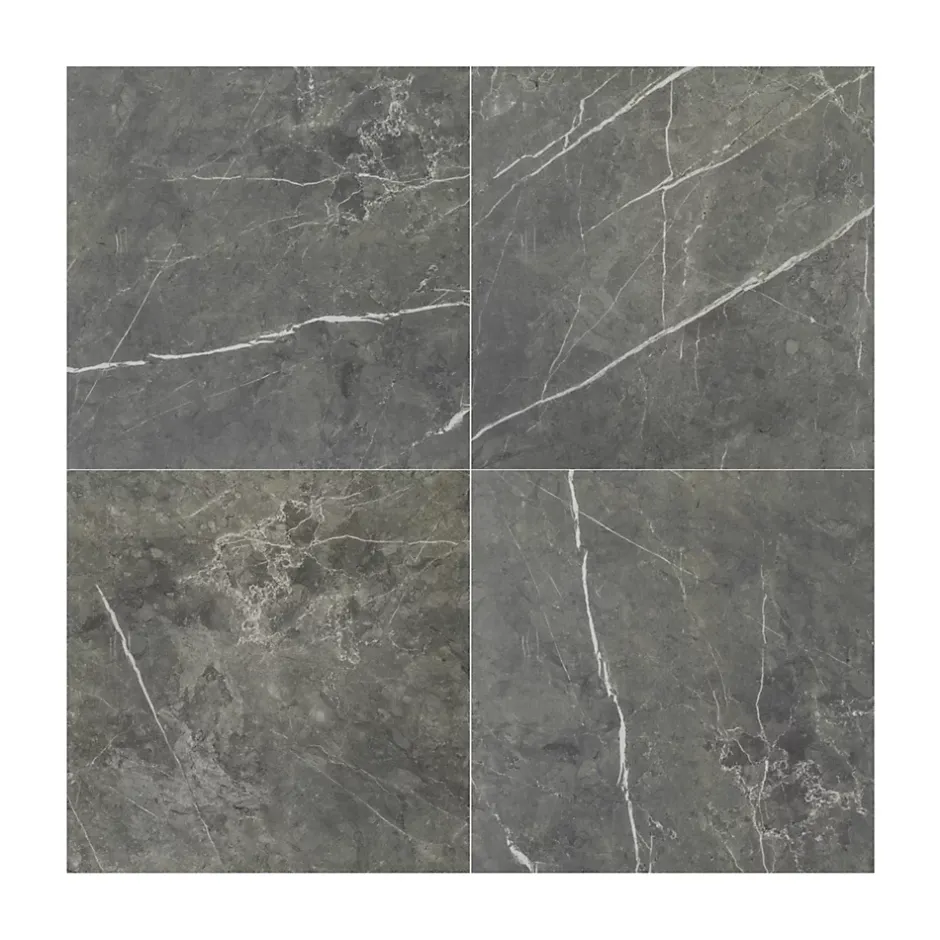 GoodHome Carrelage intérieur sol et mur gris foncé effet marbre brillant L.59.5 x l.59.5 cm x ép.9 mm, Ultimate Marble