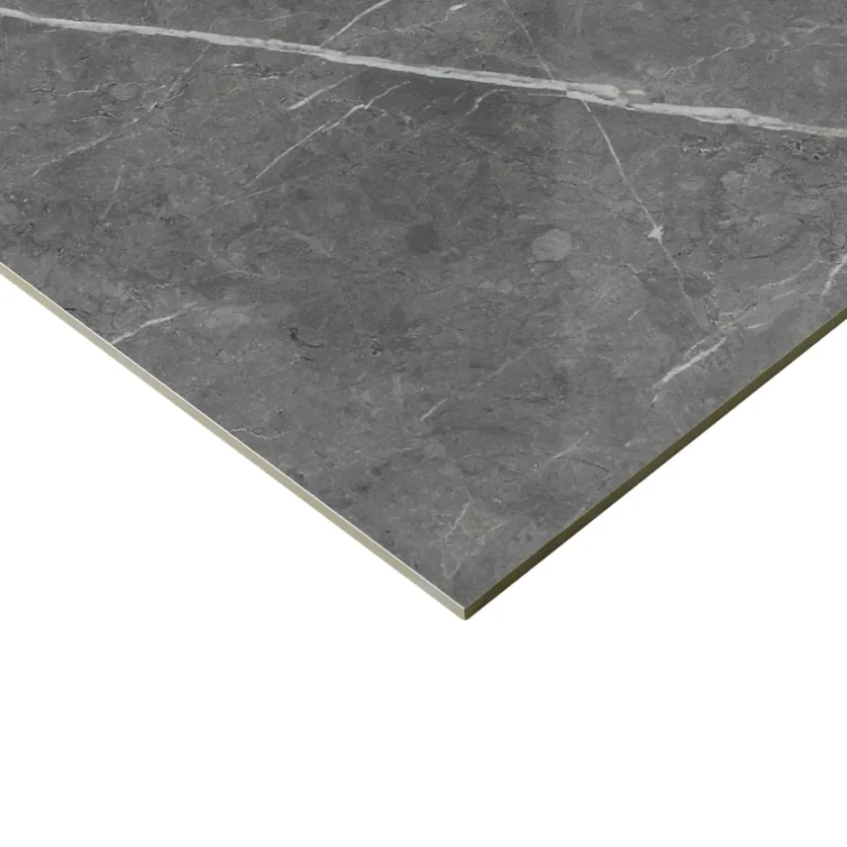 GoodHome Carrelage intérieur sol et mur gris foncé effet marbre brillant L.59.5 x l.59.5 cm x ép.9 mm, Ultimate Marble