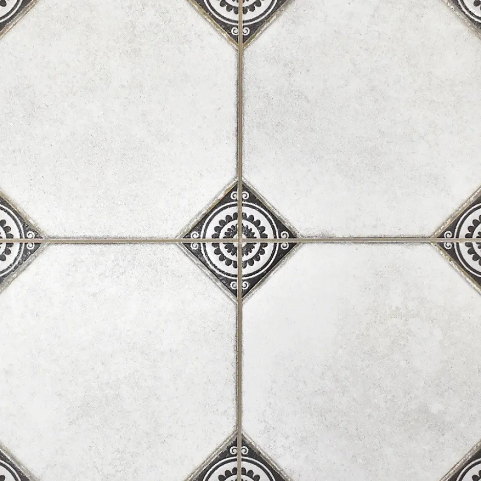 carrelage LEEDS BLACK 33x33cm imitation carreaux ciment-Concept Mosaïque Outlet