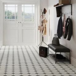 carrelage LEEDS BLACK 33x33cm imitation carreaux ciment-Concept Mosaïque Outlet