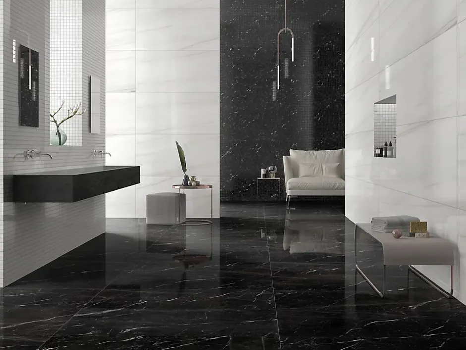 Carrelage Marbre Noir 60x60 Saint Laurent Rectifié et Poli --Allocarrelage Clearance