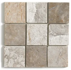 Carrelage mosaïque / Plaque de mosaïque mur et sol en marbre naturel coloris blanc mat - 30 x 30 cm-Pegane Online