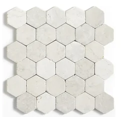 Carrelage mosaïque / Plaque de mosaïque mur et sol en marbre naturel coloris blanc - 33 x 33 cm-Pegane New