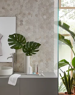 Carrelage mosaïque / Plaque de mosaïque mur et sol en marbre naturel coloris blanc - 33 x 33 cm-Pegane New