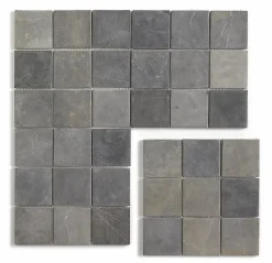 Pegane Carrelage mosaïque (Boite de 1m²) / Plaque de mosaïque mur et sol en marbre naturel coloris Gris argent - 30 x 30 cm