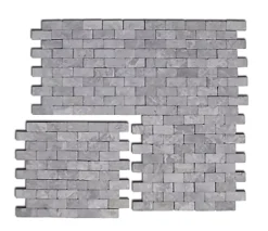 Carrelage mosaïque (Boite de 1m²) /Plaque de mosaïque mur et sol en marbre naturel coloris gris clair - 30 x 30 cm-Pegane Outlet