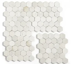 Carrelage mosaïque (Boite de 1m²) /Plaque de mosaïque mur et sol en marbre naturel coloris blanc - 33 x 33 cm-Pegane