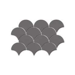 Aelle Carrelage Carrelage mur écaillon de poisson uni gris brillant 10,6x12 cm SCALE FAN DARK GREY