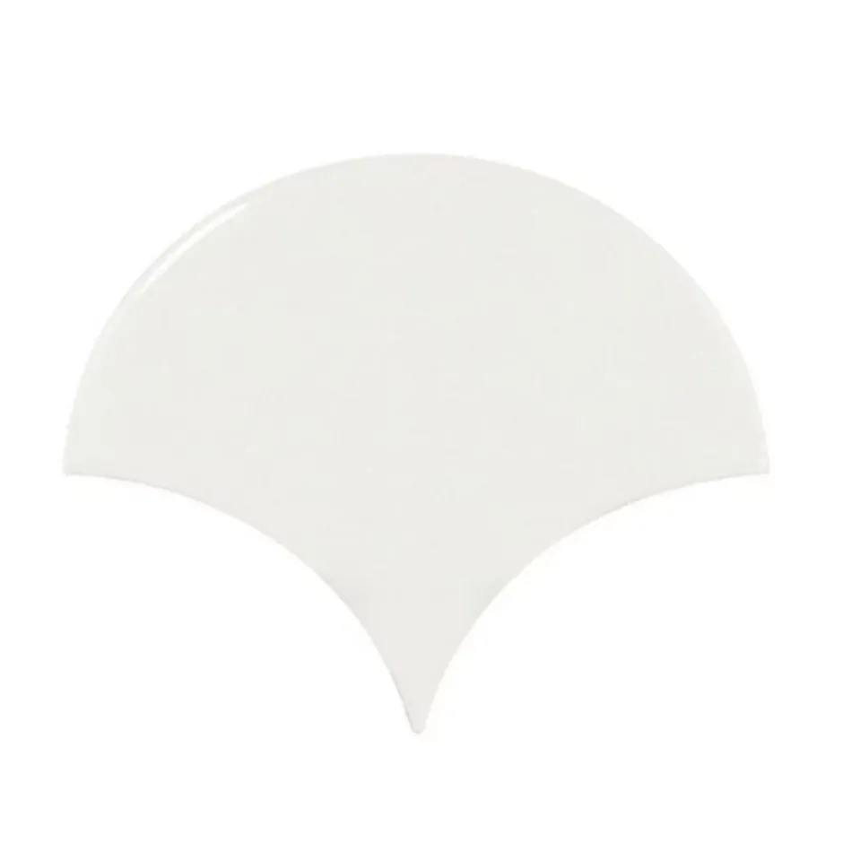 Aelle Carrelage Carrelage mur écaillon de poisson uni blanc brillant 10,6x12 cm SCALE FAN WHITE