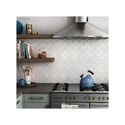 Aelle Carrelage Carrelage mur écaillon de poisson uni blanc brillant 10,6x12 cm SCALE FAN WHITE