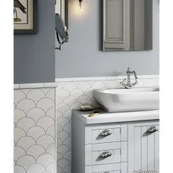 Aelle Carrelage Carrelage mur écaillon de poisson uni blanc brillant 10,6x12 cm SCALE FAN WHITE