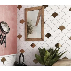 Aelle Carrelage Carrelage mur écaillon de poisson uni blanc mate 10,6x12 cm SCALE FAN WHITE MATT