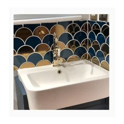 Carrelage mur écaillon de poisson uni or doré brillant 10,6x12 cm SCALE FAN MÉTALLIC-Aelle Carrelage Online