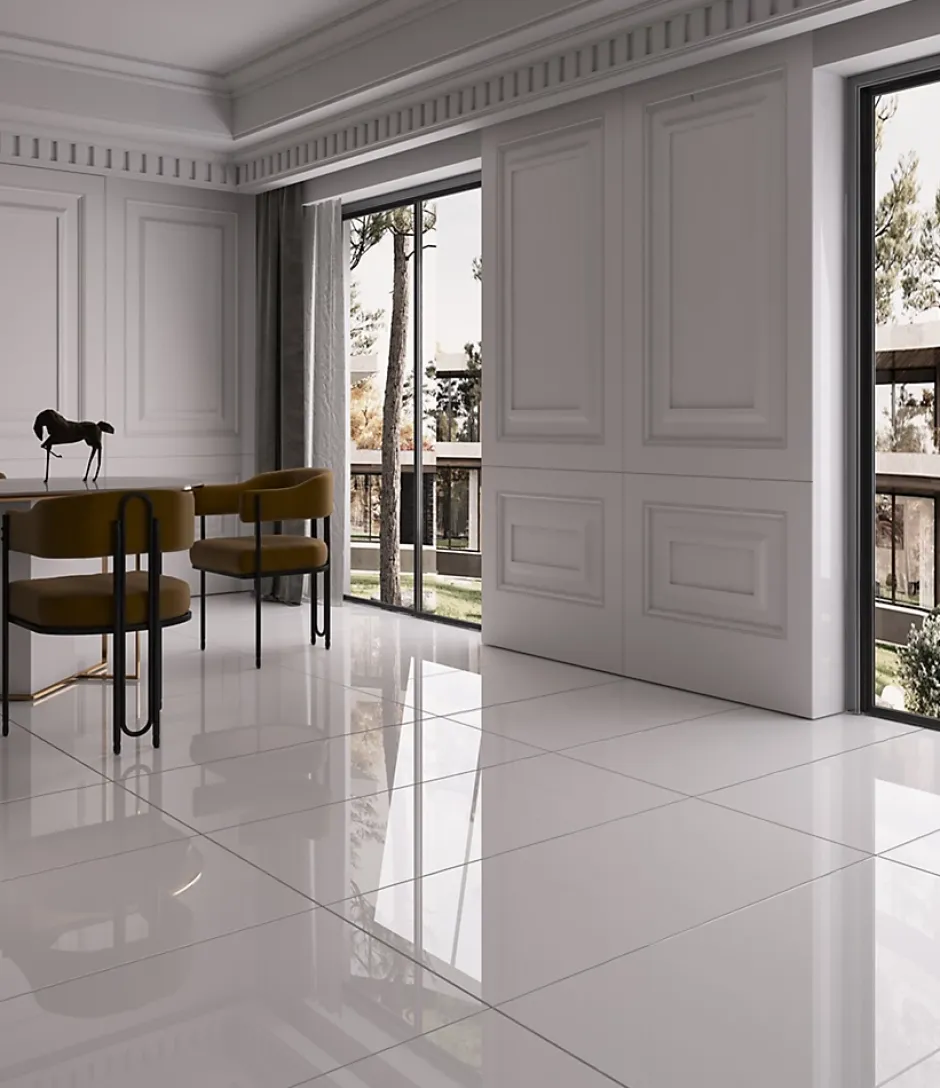 Carrelage mur effet lisse blanc BRILLO l.30 x L.60 cm Brillant-Limcaro New