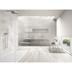 Carrelage mur effet métal décoratif pailleté blanc 30x120 cm IONIC IMPACT WHITE-Aelle Carrelage New