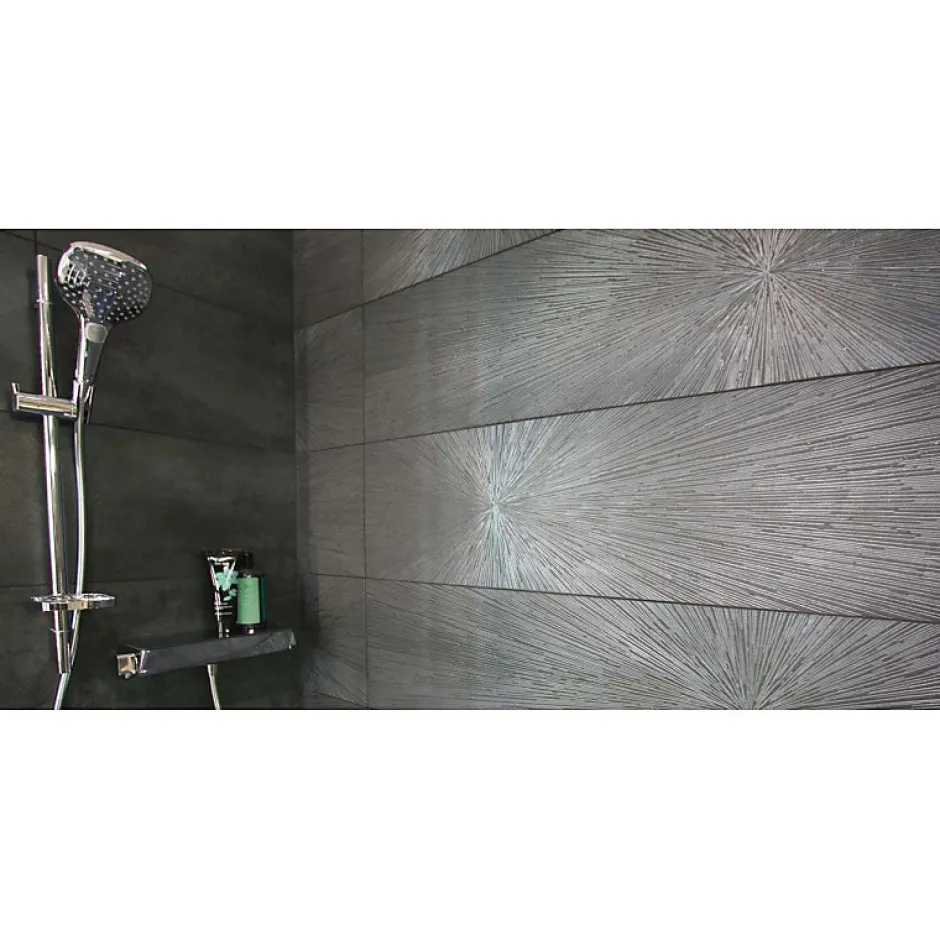 Aelle Carrelage Carrelage mur effet métal anthracite décoratif palletté 30x120 cm IONIC IMPACT STEEL