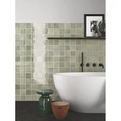 Carrelage mur effet pierre gris vert 10x10 cm brillant - VERTICALE GREEN FIELD-Aelle Carrelage Online