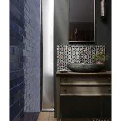 Aelle Carrelage Carrelage mur effet zellige bejmat bleu 6,5x20 cm ARTISAN COLONIAL BLUE