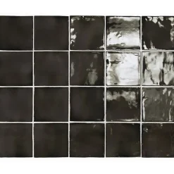 Carrelage mur effet zellige noir 10x10 cm MANACOR BLACK-Aelle Carrelage Outlet