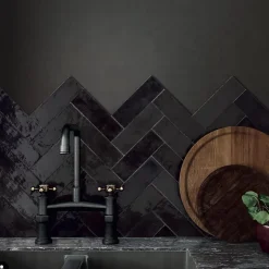 Aelle Carrelage Carrelage mur effet zellige bejmat gris anthracite 6,5x20 cm ARTISAN GRAPHITE